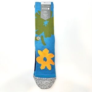 Stance Blue and Olive Socks with Orange Floral Design